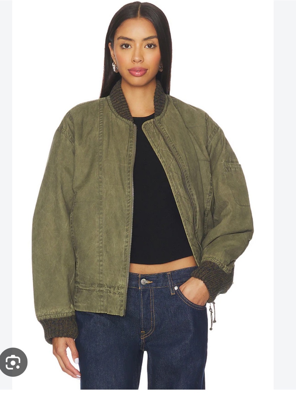 Free People Jax Washed Bomber (We the Free)